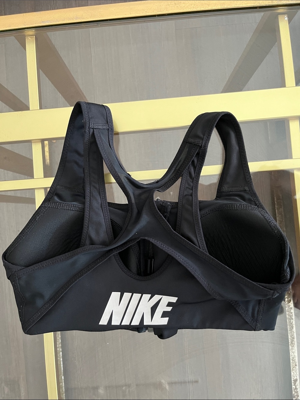 Nike Black Racerback Sports Bra with White Logo